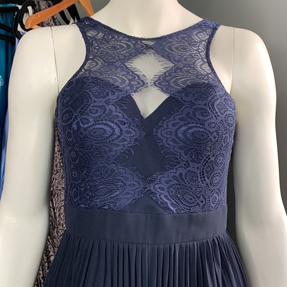 BARIANO Dark Blue Lace Evening Gown Dress Maxi Full Length 4 US Small - Picture 5 of 8